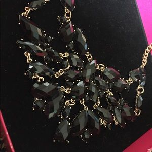 Chunky black rhinestone fashion necklace